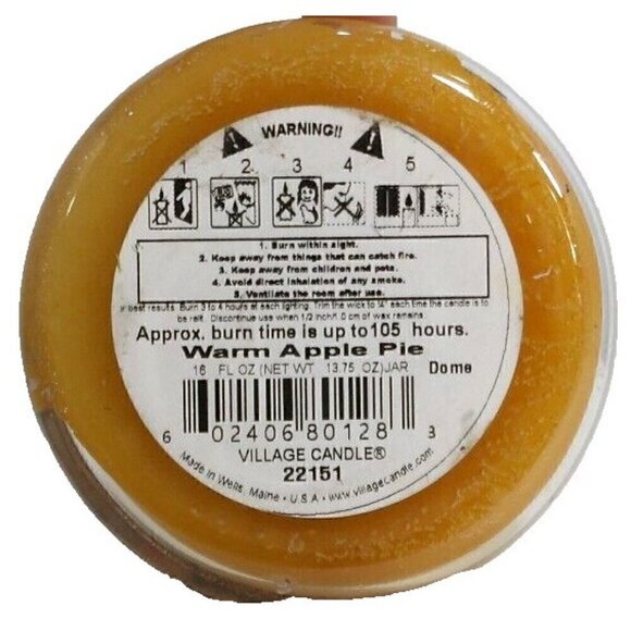 VILLAGE CANDLE Warm Apple Pie scent 13.75 oz NEW - Picture 3 of 3
